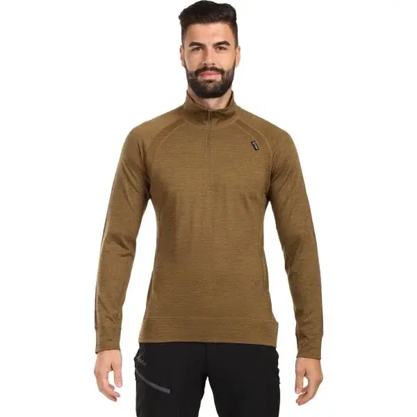 KILPI JAGER Pánske merino tričko s dlhým rukávom, hnedá, veľkosť XXXL