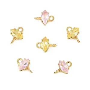 Brass Pave Cubic Zirconia Horse Eye Connector Charms