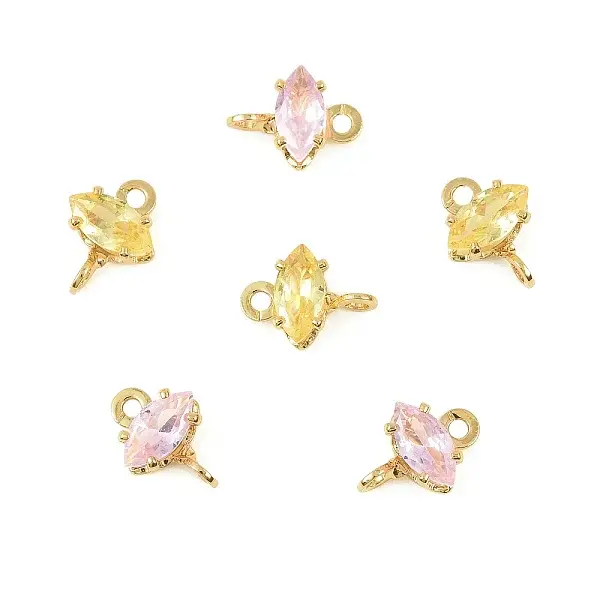 Brass Pave Cubic Zirconia Horse Eye Connector Charms