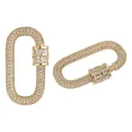 2Pcs Brass Micro Pave Cubic Zirconia Screw Carabiner Lock Charms