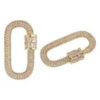 2Pcs Brass Micro Pave Cubic Zirconia Screw Carabiner Lock Charms