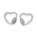 Brass Micro Pave Clear Cubic Zirconia Screw Carabiner Lock Charms