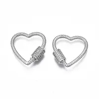 Brass Micro Pave Clear Cubic Zirconia Screw Carabiner Lock Charms