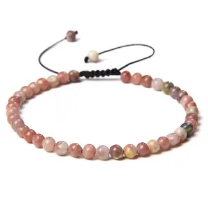 Adjustable Women's Plum Blossom Jasper Beaded Bracelet