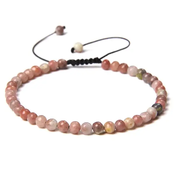 Adjustable Women's Plum Blossom Jasper Beaded Bracelet