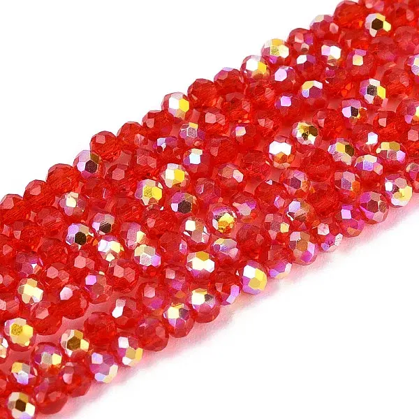 AB Color Plated Transparent Glass Rondelle Beads Strands