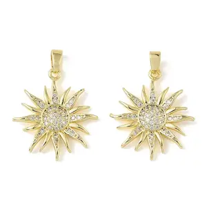 Brass Micro Pave Clear Cubic Zirconia Pendants