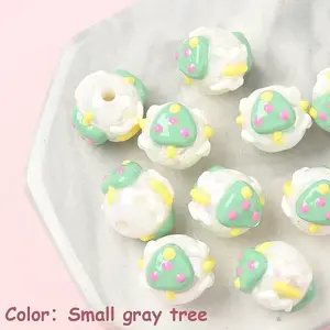 10Pcs Hand Painted Opaque Acrylic with Enamel Beads