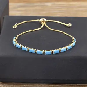 Brass Micro Pave Cubic Zirconia Slider Bracelets