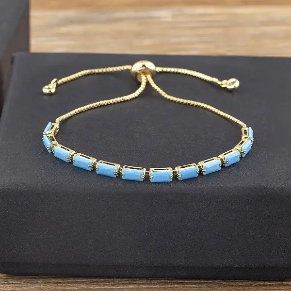 Brass Micro Pave Cubic Zirconia Slider Bracelets