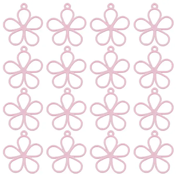 50Pcs Hollow Spray Painted Alloy Pendants