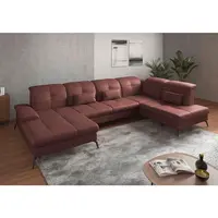 Sit & More SEDACÍ SOUPRAVA, textil, kůže, červenohnědá