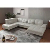 Sit & More SEDACÍ SOUPRAVA, textil, kůže, bílá