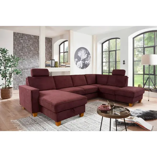 Sit & More SEDACÍ SOUPRAVA, textil, tmavě červená