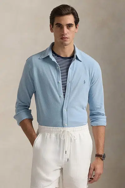 Bavlněná košile Polo Ralph Lauren modrá barva, regular, s límečkem button-down, 710654408