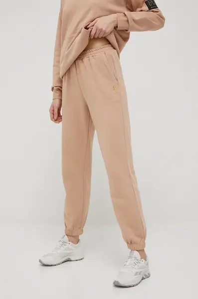 Bavlněné kalhoty P.E Nation dámské, béžová barva, hladké