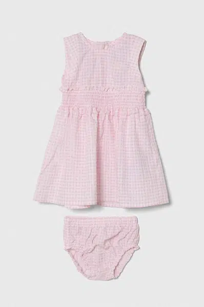 Kojenecké šaty Guess růžová barva, mini, áčková