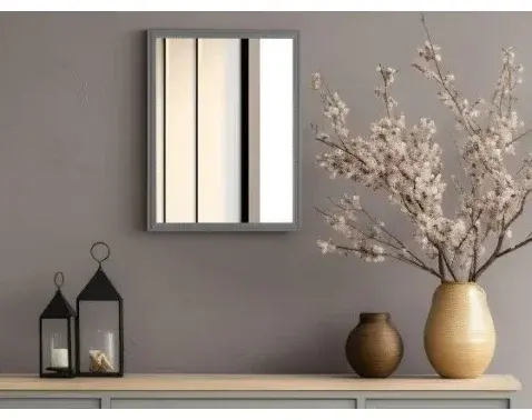 Nástěnné zrcadlo Nadine 34x45 cm, šedé, perlový dekor