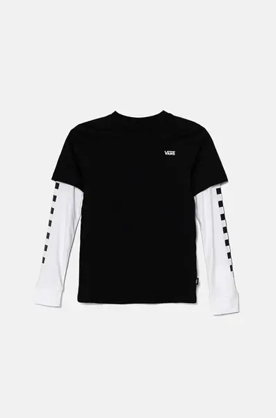 Dětské bavlněné tričko s dlouhým rukávem Vans BY LONG CHECK TWOFER