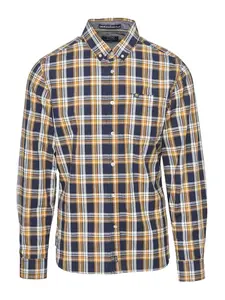 KOROSHI Košeľa  modrá / okrová / biela