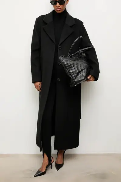 Kabát Answear.LAB dámský, černá barva, přechodný