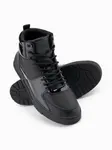 Ombre Men's high boots sneakers with shiny elements - black