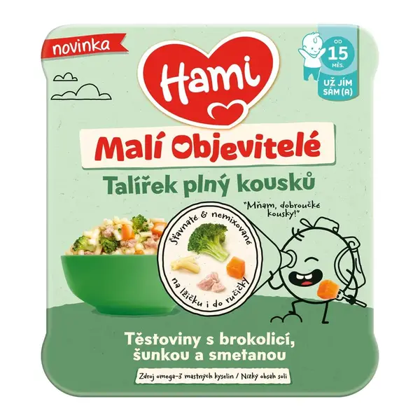 Hami Malí objevitelé Těstoviny s brokolicí, šunkou a smetanou 15m+ 200 g