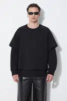 Mikina Neil Barrett Slim Dropped Shoulder Double Layer Sweatshirt pánská, černá barva, hladká, MY72251R-Y501-001N