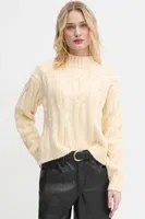 Svetr z vlněné směsi Levi's dámský, žlutá barva, hřejivý, s pologolfem, A8507