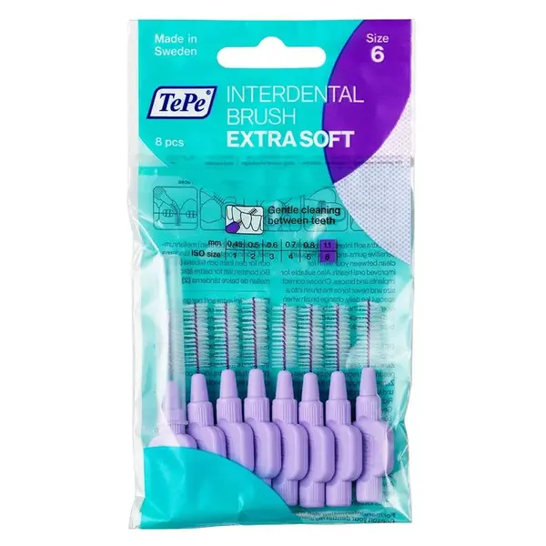 TEPE Mezizubní kartáčky Extra Soft fialové 1,1 mm v sáčku 8 ks