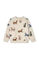 Dětská bavlněná mikina Liewood béžová barva, vzorovaná