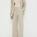 Kalhoty Lovechild dámské, béžová barva, jednoduché, high waist