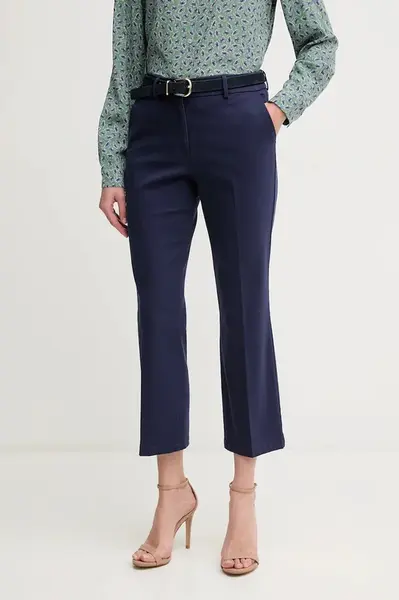 Kalhoty Sisley dámské, černá barva, jednoduché, medium waist