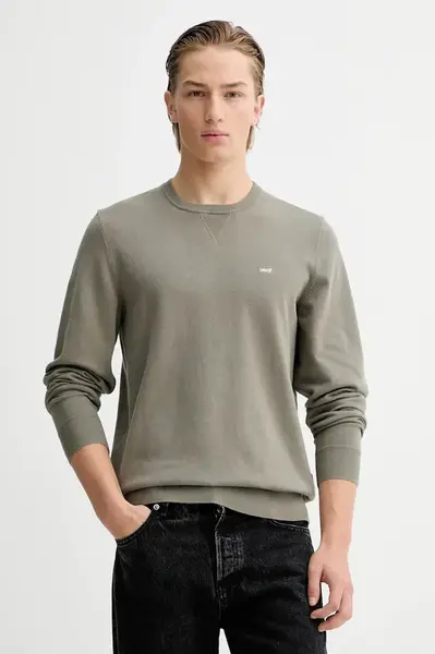 Svetr Levi's pánský, zelená barva, lehký, s golfem