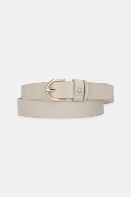 Kožený pásek Tommy Hilfiger dámský, béžová barva, AW0AW16836