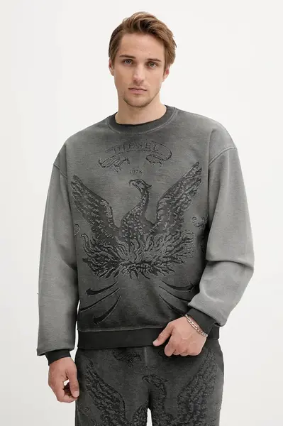 Mikina Diesel S-ARON pánská, šedá barva, vzorovaná, A19289.0IKBV