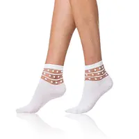 Bellinda 
TRENDY COTTON SOCKS - Women's socks with decorative trim - white