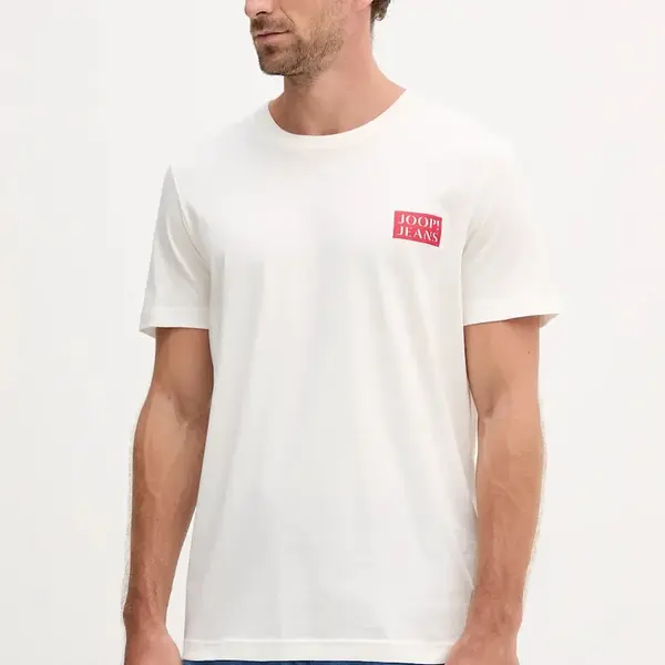 Bavlněné tričko Joop! pánské, béžová barva, s potiskem, 30047004