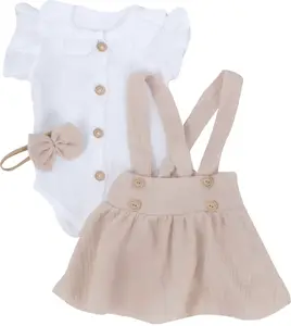 Z&Z Mušelínová suknička s láclem, bodýčko a čelenka, 3D sada , bílá/béžová, vel. 74 vel.  74