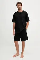 Bavlněné pyžamo Diesel SET-ADAM-D-CORE pánské, černá barva, s aplikací, A19353.0PJBB