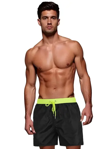 Pánské černo-zelené koupací šortky