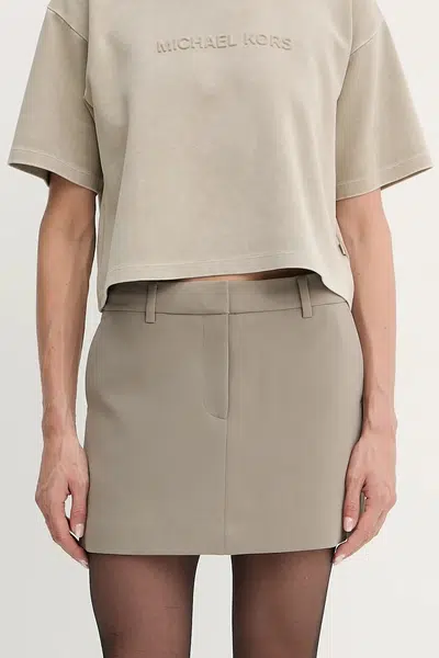 Sukně MICHAEL Michael Kors hnědá barva, mini, MF470FEENX