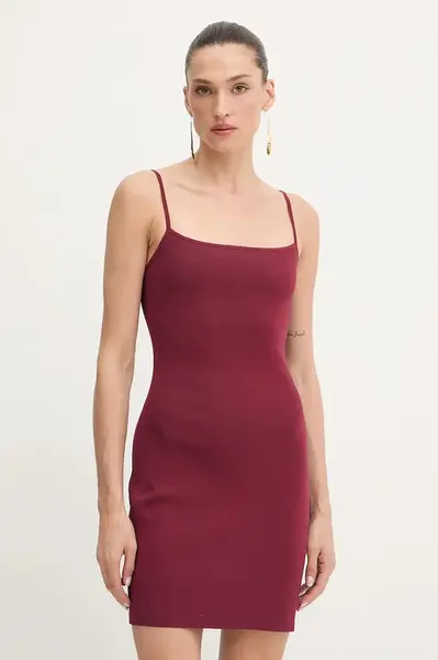 Šaty MICHAEL Michael Kors vínová barva, mini, přiléhavé, MT5833Z33D