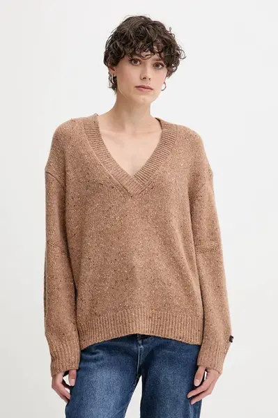 Svetr Calvin Klein Jeans dámský, hnědá barva, LV044D328G