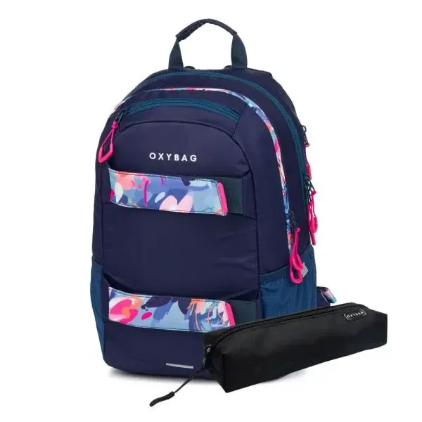 Oxybag ETUE SPORT FLOWERS Studentský batoh, tmavě modrá, velikost