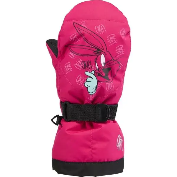LOONEY TUNES BUGSY Dětské zimní palčáky, růžová, velikost 4-5Y