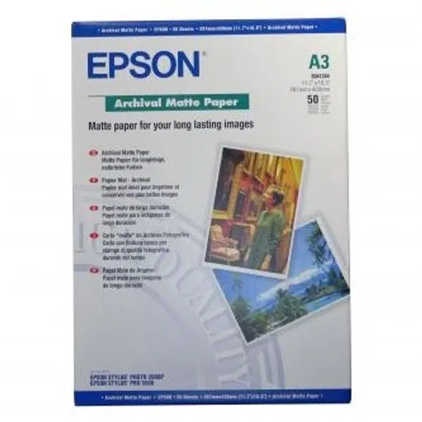 Epson Archival Matte Paper S041344 C13S041344, 29,7x42cm, A3, 50ks, inkoustový, bílý, foto papír