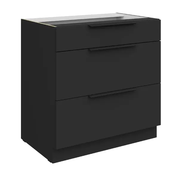 Spodní skříňka Aria 80 D 3S BB - Premium Box Barva korpusu: Černá, Barva dvířek: BL - Black AFM