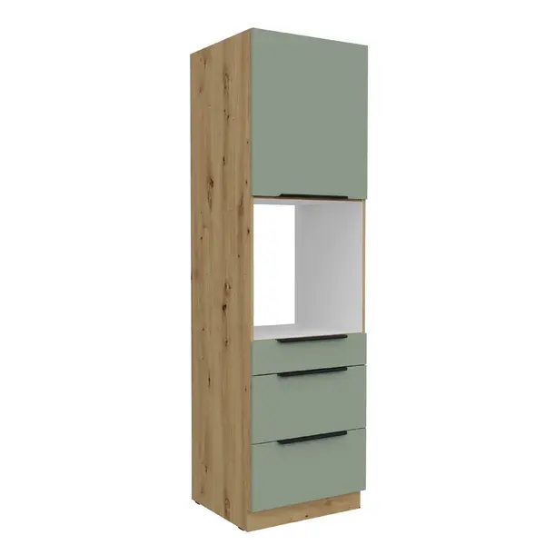 Vysoká skříňka pro vestavnou troubu Aria 60 DPS-210 3S 1F - Premium Box Barva korpusu: Dub artisan, Barva dvířek: SA - Aquamarine AFM