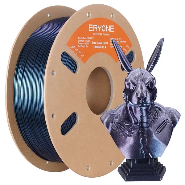 ERYONE Burnt Titanium Dual Color PLA Filament 1kg - Blue & Rose-red